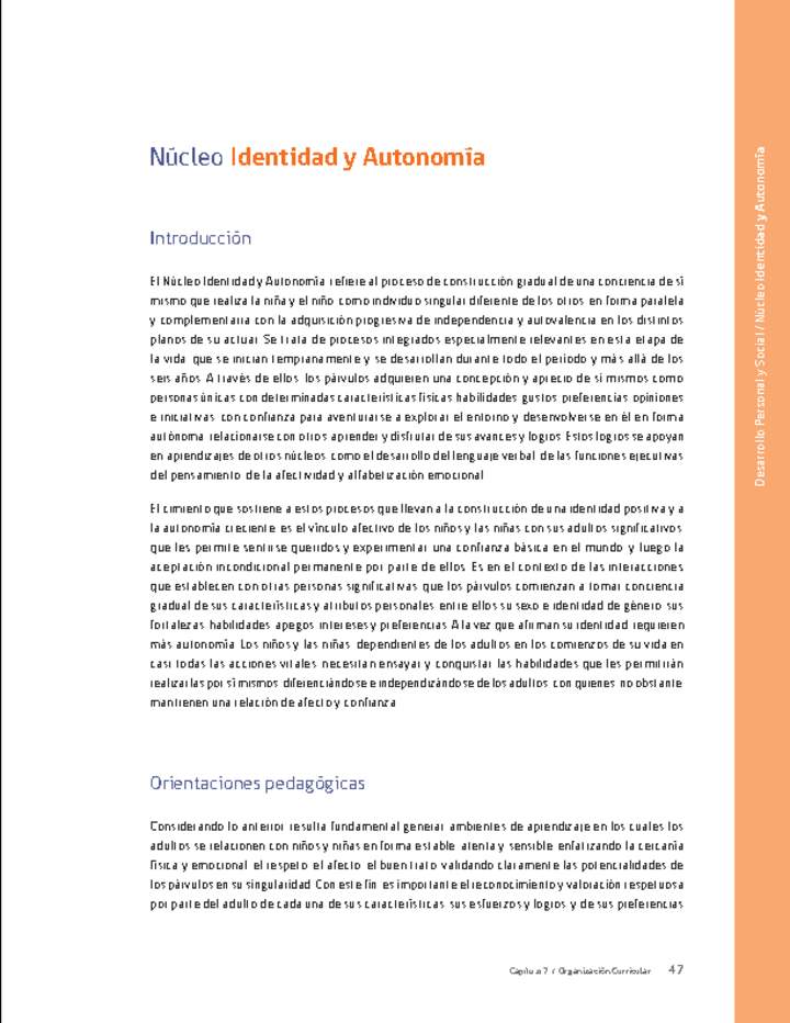 Núcleo: Identidad y autonomía