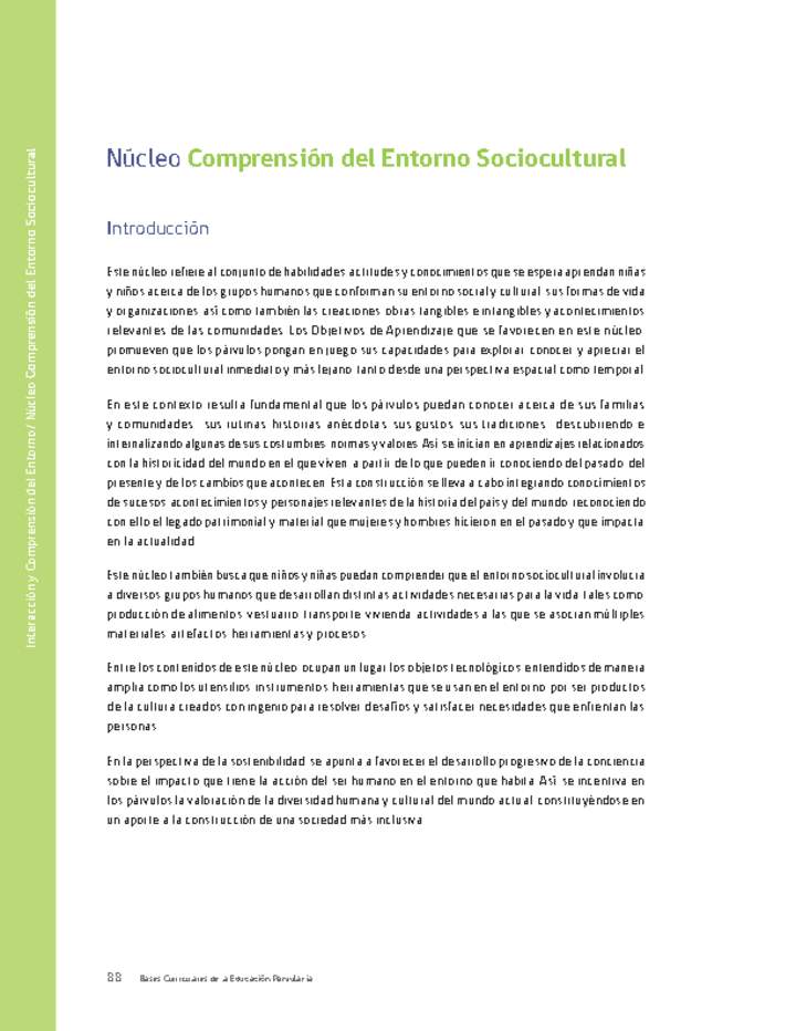 Núcleo: Comprensión del entorno sociocultural