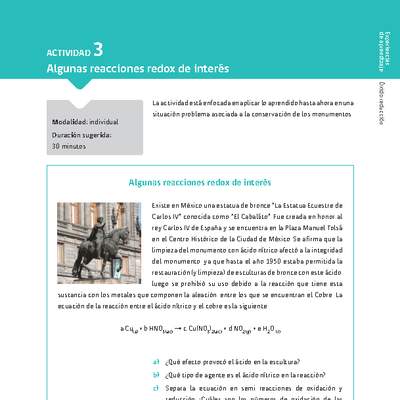 Sugerencia para el profesor: Actividad 3. Algunas reacciones redox de interés