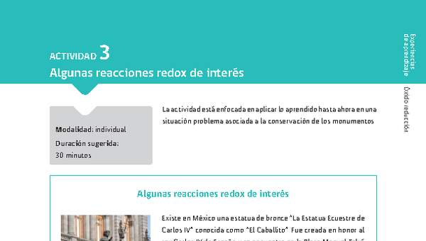 Sugerencia para el profesor: Actividad 3. Algunas reacciones redox de interés