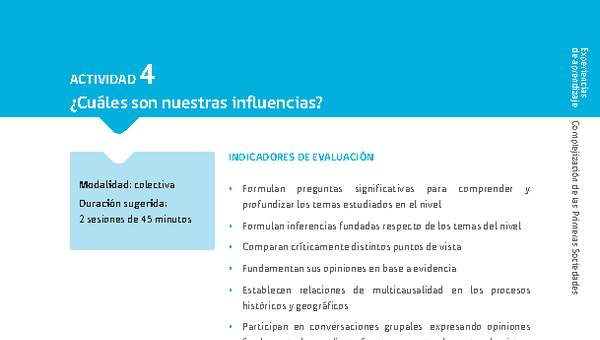 Sugerencia para el profesor: 4: ¿Cuáles son nuestras influencias?