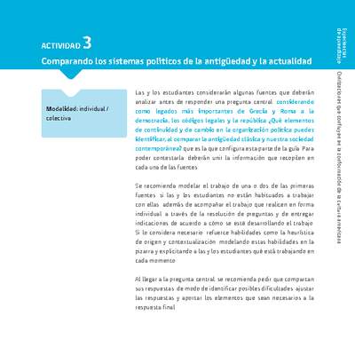 Sugerencia para el profesor: Actividad 3: Comparando los sistemas políticos de la antigüedad y la actualidad