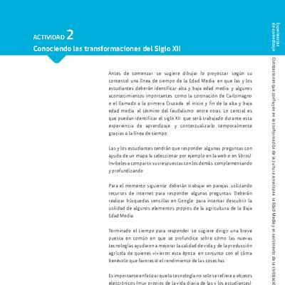 Sugerencia para el profesor: Actividad 2: Conociendo las transformaciones del Siglo XII