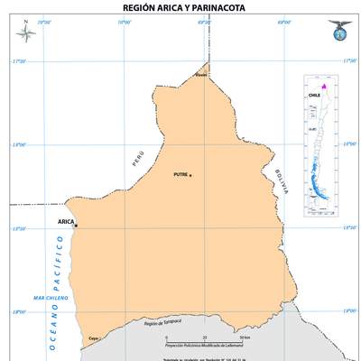 Mapa región Arica y Parinacota  (color)