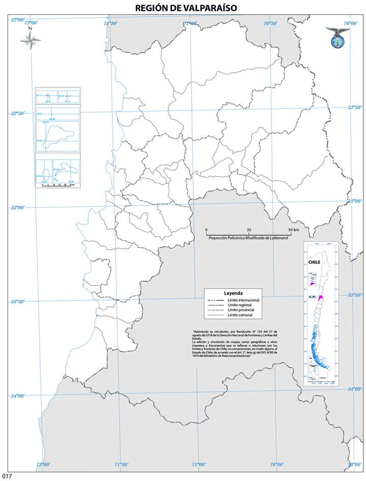 Mapa región de Valparaíso (mudo)