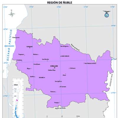 Mapa región de Ñuble (color)