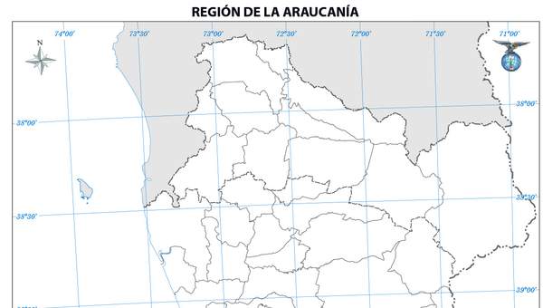 Mapa región de la Araucanía (mudo)