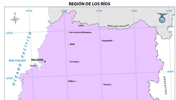 Mapa región de los Ríos (color)