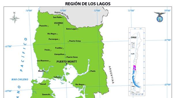 Mapa región de los Lagos (color)