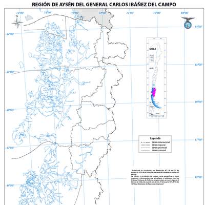 Mapa región de Aysén del General Carlos Ibáñez del Campo (mudo)