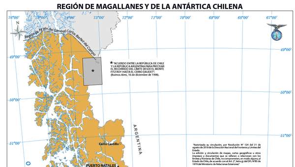 Mapa región de Magallanes y de la Antártica Chilena (color)