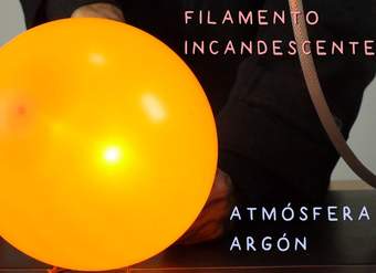 Filamento Incandescente en Atmósfera Inerte. Bombilla con Globo de Argón.