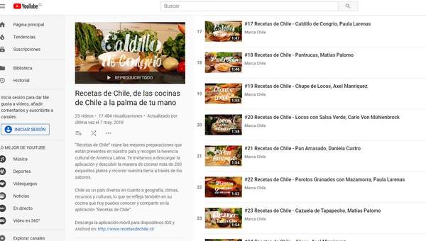 Recetas de Chile, canal YouTube