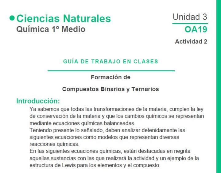 Formación de Compuestos Binarios y Ternarios