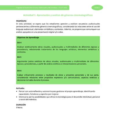 Actividad 1: Apreciación y análisis de géneros cinematográficos