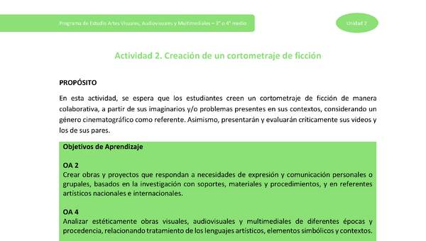 Actividad 2: Creación de un cortometraje de ficción