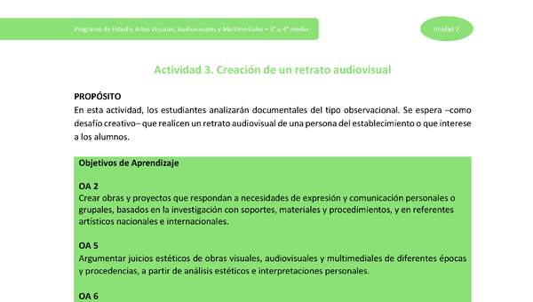 Actividad 3: Creación de un retrato audiovisual