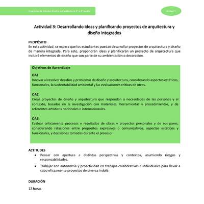 Actividad 3: Desarrollando ideas y planificando proyectos de arquitectura y diseño integrados