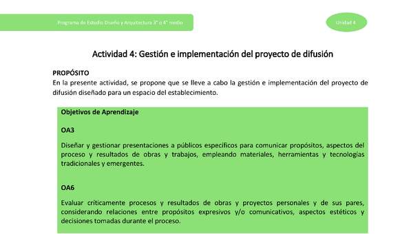 Actividad 4: Gestión e implementación del proyecto de difusión