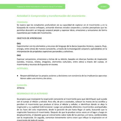 Actividad 3: Comprensión y transformación del movimiento