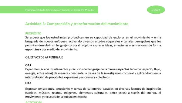 Actividad 3: Comprensión y transformación del movimiento