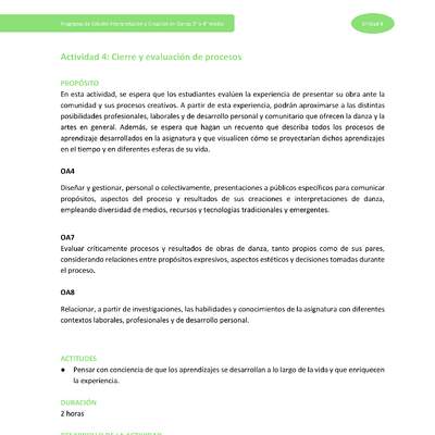 Actividad 4: Cierre y evaluación de procesos