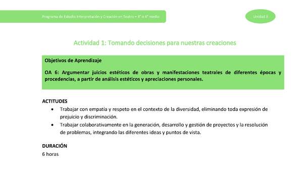 Actividad 1: Tomando decisiones para nuestras creaciones