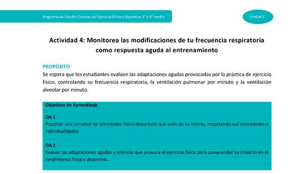 Actividad 4: Monitorea las modificaciones de tu frecuencia respiratoria como respuesta aguda al entrenamiento