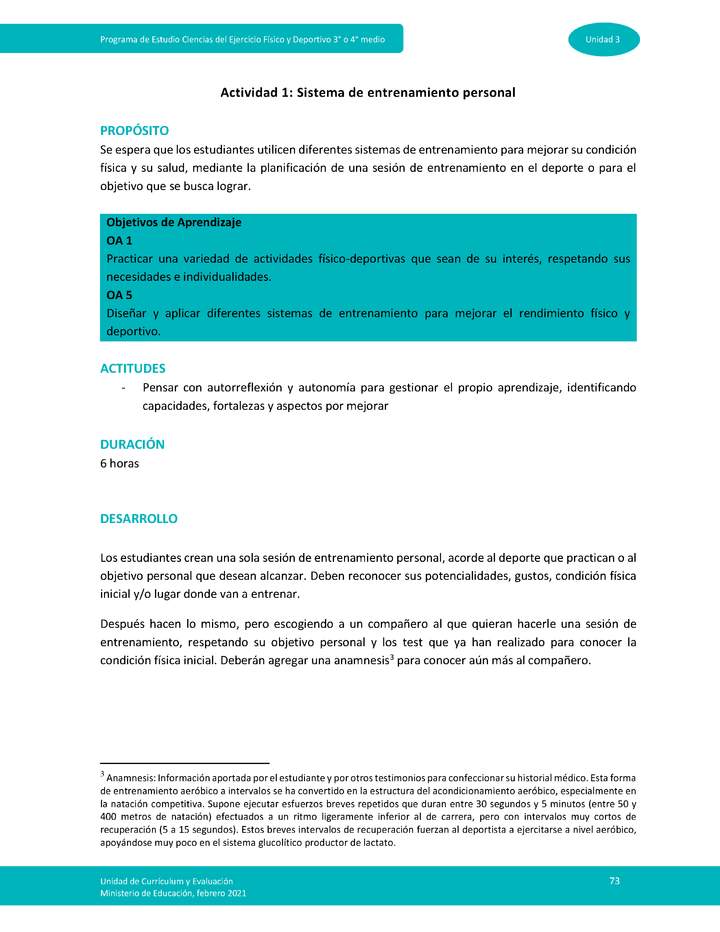 Actividad 1: Sistema de entrenamiento personal