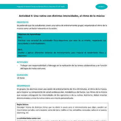 Actividad 4: Una rutina con distintas intensidades, al ritmo de la música