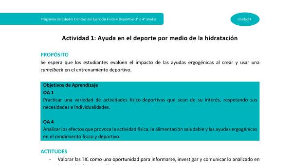 Actividad 1: Ayuda en el deporte a través de la hidratación