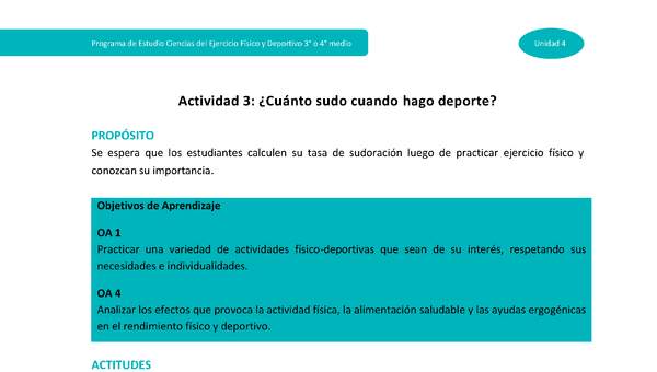 Actividad 3: ¿Cuánto sudo cuándo hago deporte?