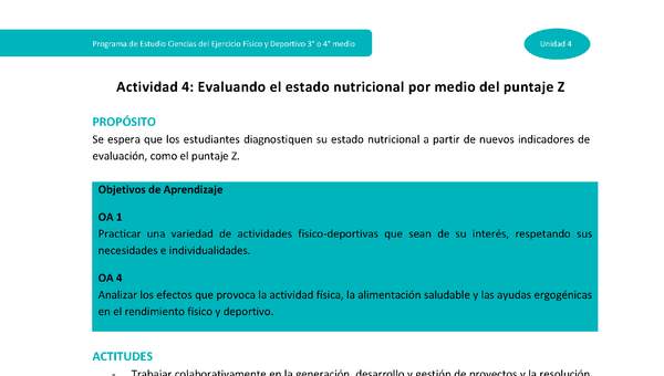 Actividad 4: Evaluando el estado nutricional a través del puntaje Z