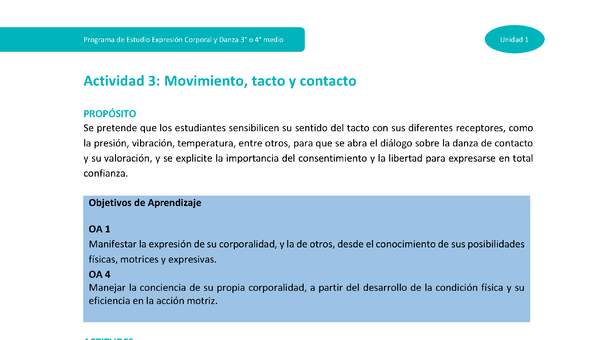 Actividad 3: Movimiento, tacto y contacto