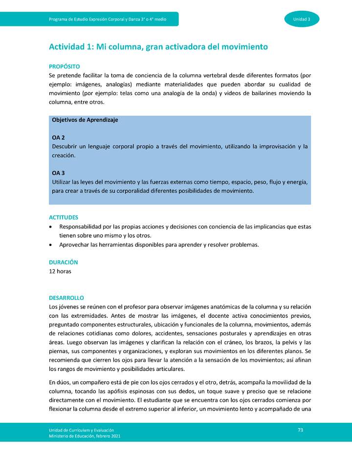 Actividad 1: Mi columna, gran activadora del movimiento