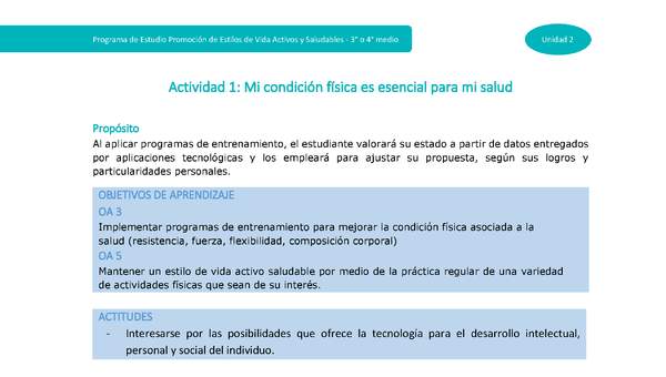 Actividad 1: Mi condición física es esencial para mi salud