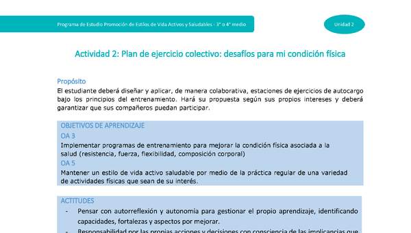 Actividad 2: Plan de ejercicio colectivo: desafíos para mi condición física