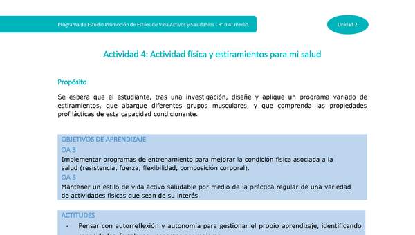 Actividad 4: Actividad física y estiramientos para mi salud