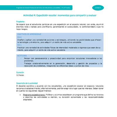 Actividad 4: Expedición escolar: momentos para compartir y evaluar