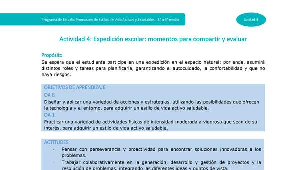 Actividad 4: Expedición escolar: momentos para compartir y evaluar