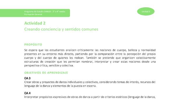 Actividad 2: Creando consciencia y sentidos comunes