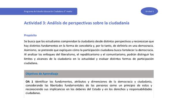 Actividad 3: Análisis de perspectivas sobre la ciudadanía