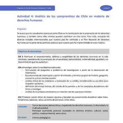 Actividad 4: Análisis de los compromisos de Chile en materia de derechos humanos