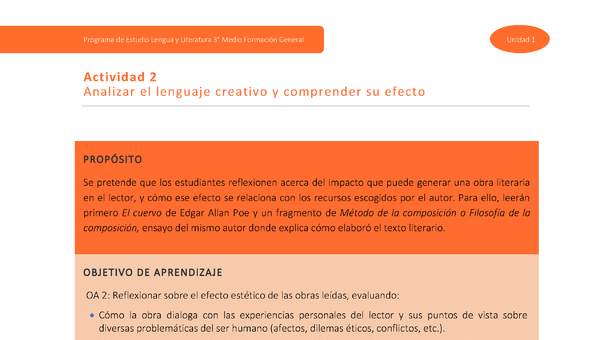 Actividad 2: Analizar el lenguaje creativo y comprender su efecto