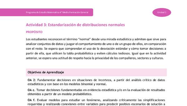 Actividad 3: Estandarización de distribuciones normales