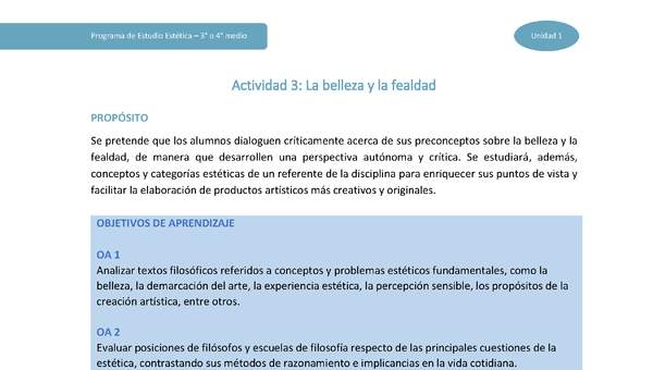 Actividad 3: La belleza y la fealdad