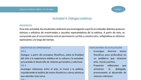Actividad 4: Diálogos estéticos