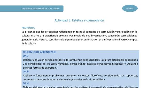 Actividad 3: Estética y cosmovisión