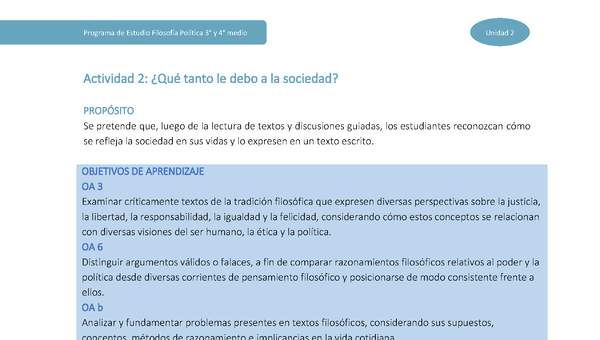 Actividad 2: ¿Qué tanto le debo a la sociedad?