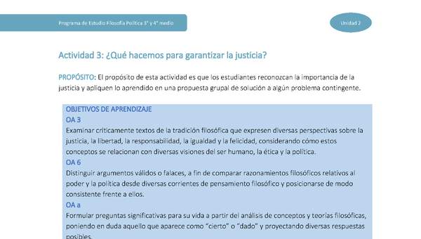 Actividad 3: ¿Qué hacemos para garantizar la justicia?